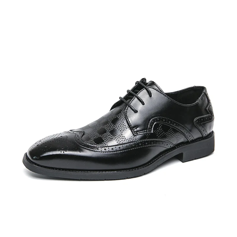 Brand Men’s Oxford Dress Classic Men Formal Shoes Lace Up Leather Business Shoes English Style Thick Soled Pointed Leather Shoes