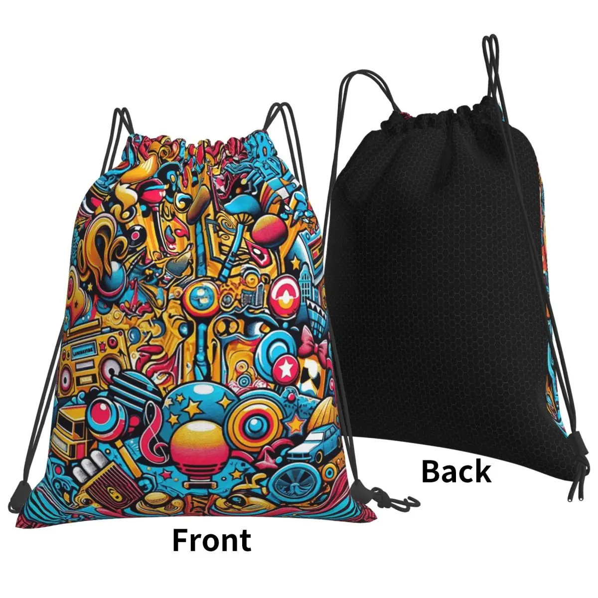 Pop Festival Symbols And Colors Backpacks Multi-function Drawstring Bags Sports Bag Book Bags for Man Woman Students