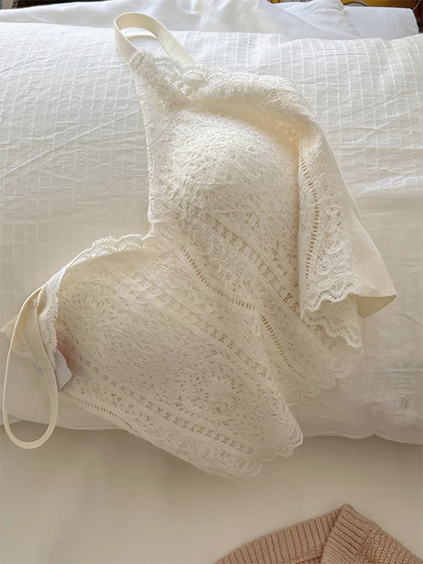 Spitze Strap Weste frauen Innen Tragen Oberbekleidung Inteated Pad Basis irt Sexy Hohl Stickerei Gürtel Slim Fit ort Länge