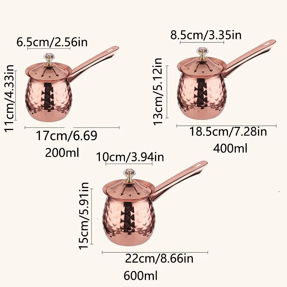 إبريق قهوة تركي متعدد الاستخدامات مصنوع يدويًا بمقبض ثابت لتدفئة الحليب بسعة كبيرة من الفولاذ المقاوم للصدأ وغلاية قهوة #6
