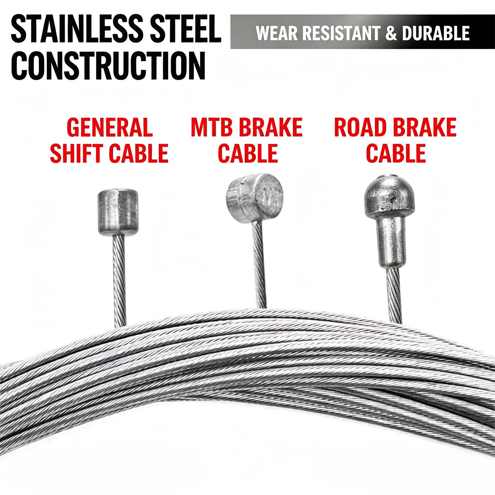 AKANTOR Stainless Steel Bicycle Brake Line Bicycle Speed Line MTB Road Bicycle Shift Brake Wire Cable Core Replacement Parts