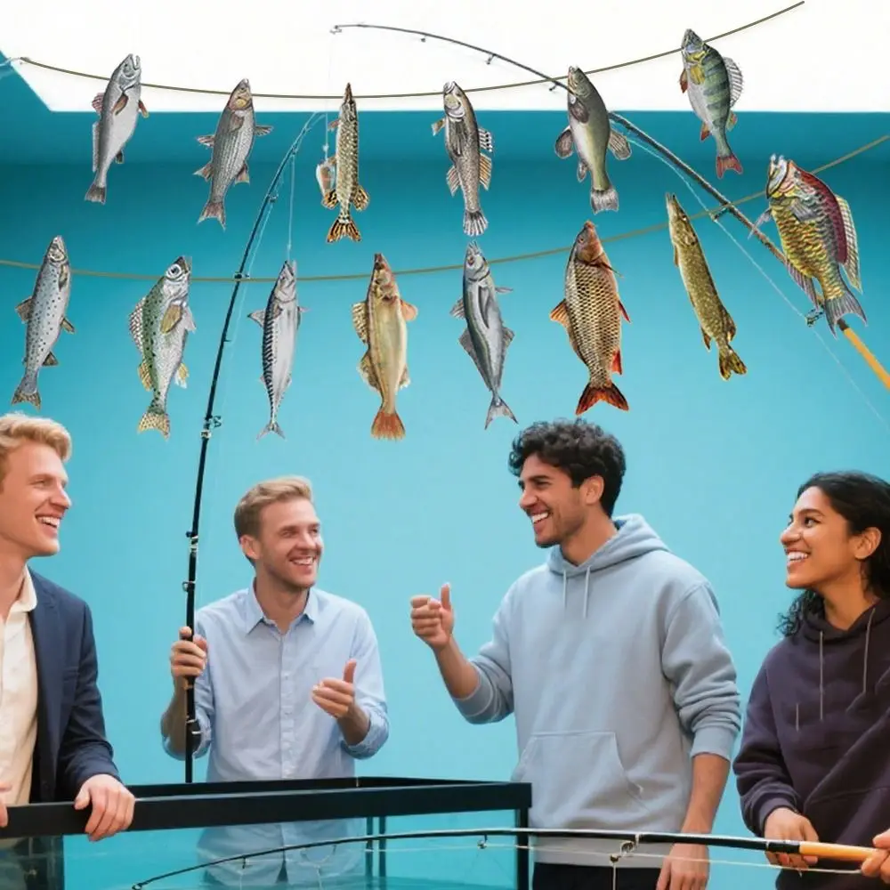 

Fisherman Themed Fishing Hanging Banners Colorful DIY Paper Fish Garland Decorative Fish Flag Decorations Baby Shower
