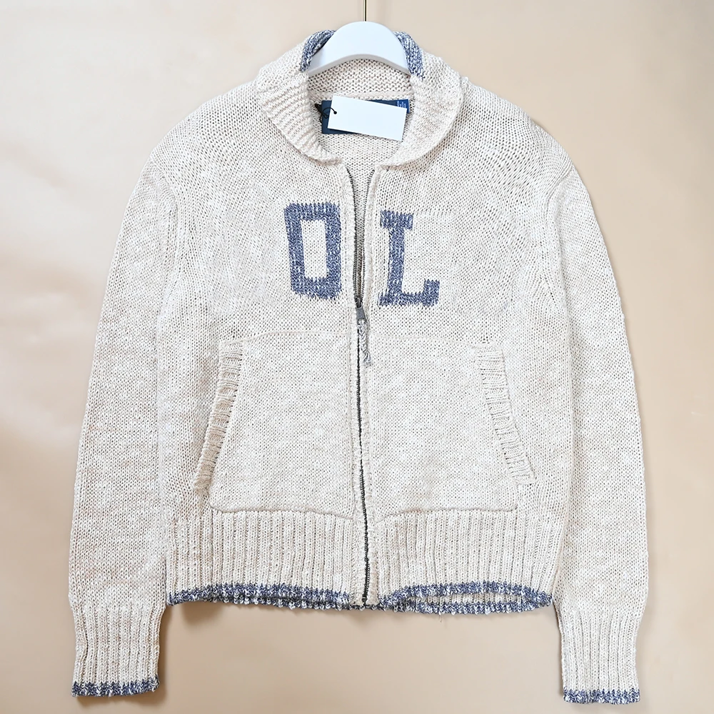 

Осень-зима, новый Sle American Ladies Thi Needle, хлопковый тканый свитер с буквенным принтом, повседневный вязаный открытый кардиган на молнии