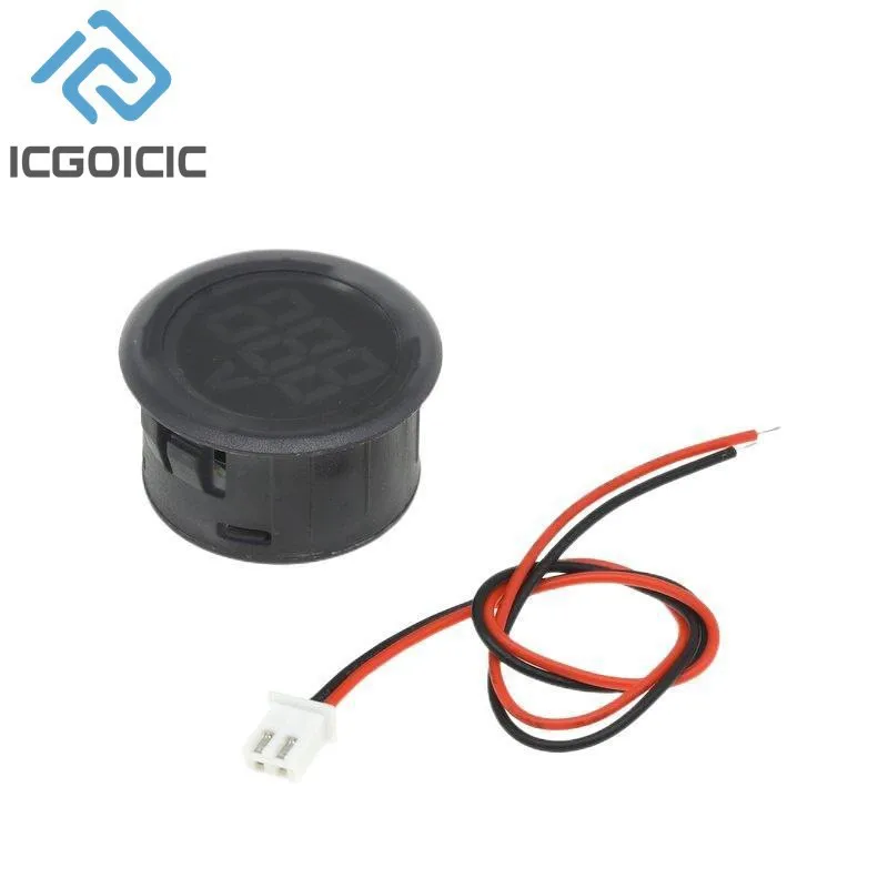 DC 4-100V LED Digital Display Circular Two-wire Voltmeter DC Digital Voltmeter Head Display Reverse Connection Protection Tools