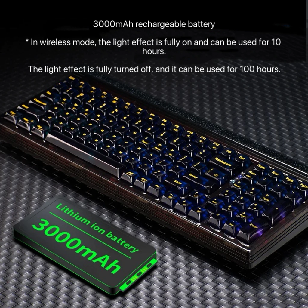 GM980 Starry Black Tri-Mode Mechanical Keyboard with Hot-swappable Gasket Structure, 98-key Layout, Transparent Custom Keyboard