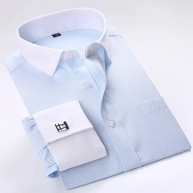 

Men French Cufflinks Shirts Mens Shirts Long Sleeve Tuxedo Male Shirts Slim Fit French Cuff Dress Shirts 251204