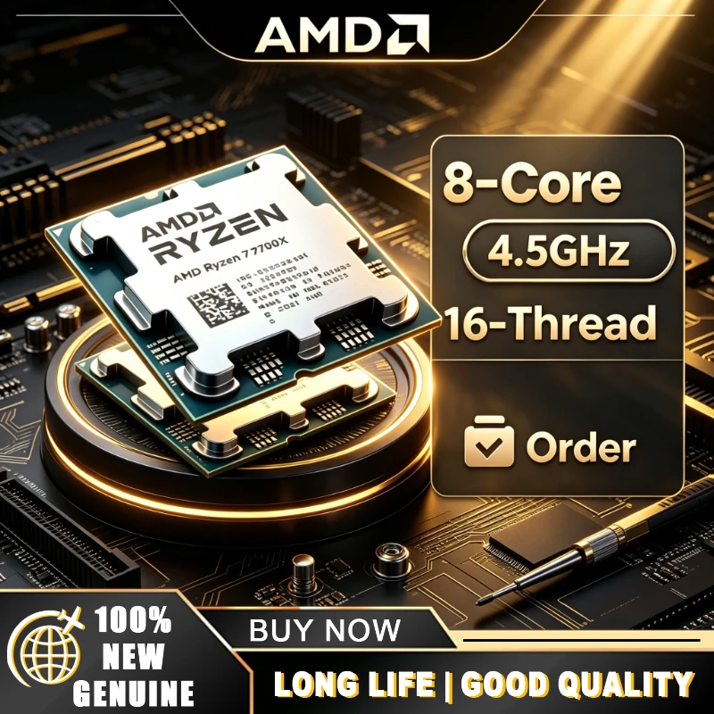 AMD R7 7700X Powered 5nm CPU 4.5GHz 8 Core 16 Thread 32MB L3 Socket AM5 No Cooler Included Desktop Processor