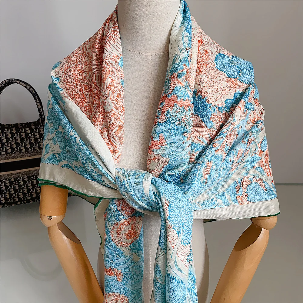 2025 Cashmere Silk Scarf Designer Luxury Pashmina Soft Square Large Hand Rolled Shawls Winter Soft Warm Foulards Accessories