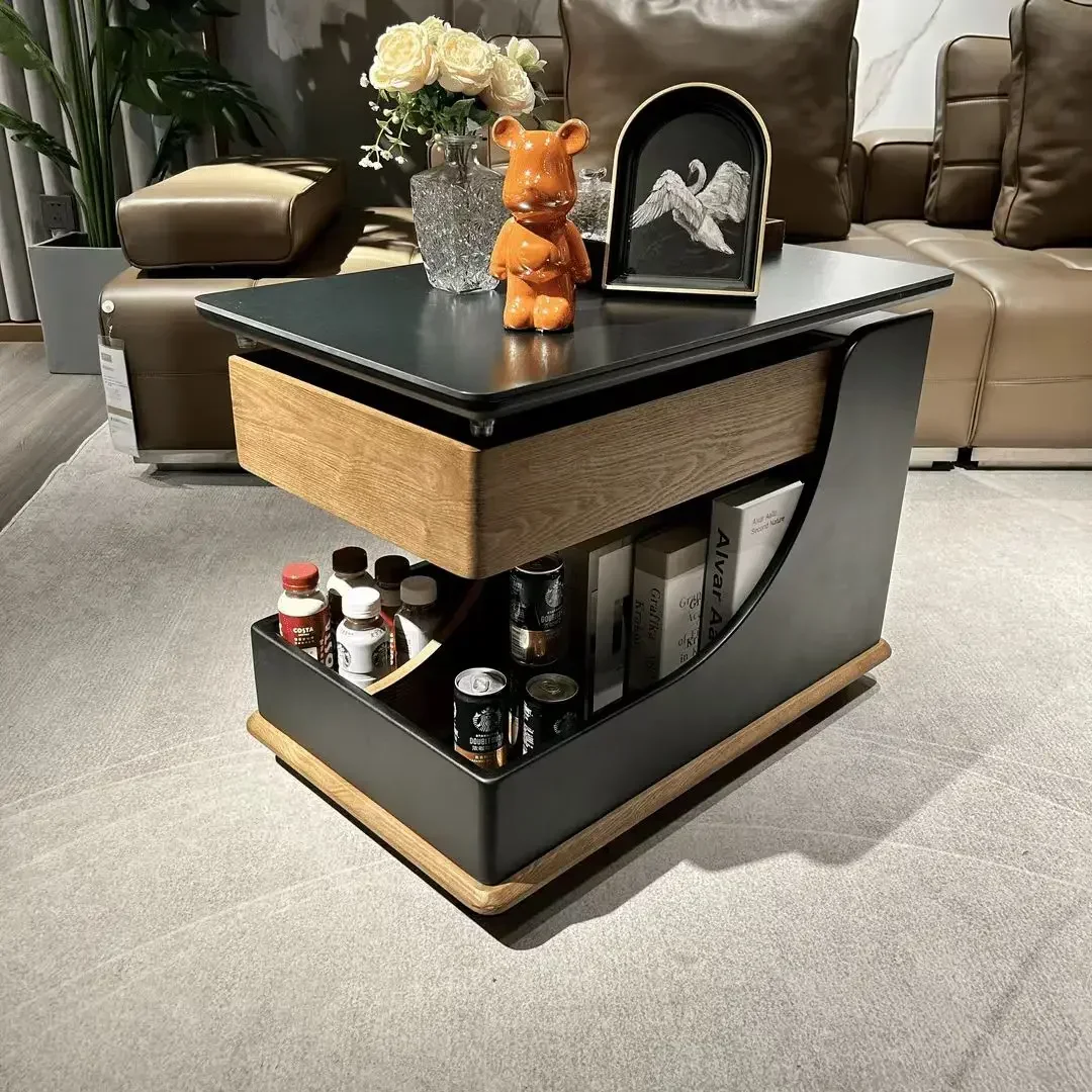 Y1 The side next to the movable sofa is light luxury and high-end living room with wheels, cart lift tea table