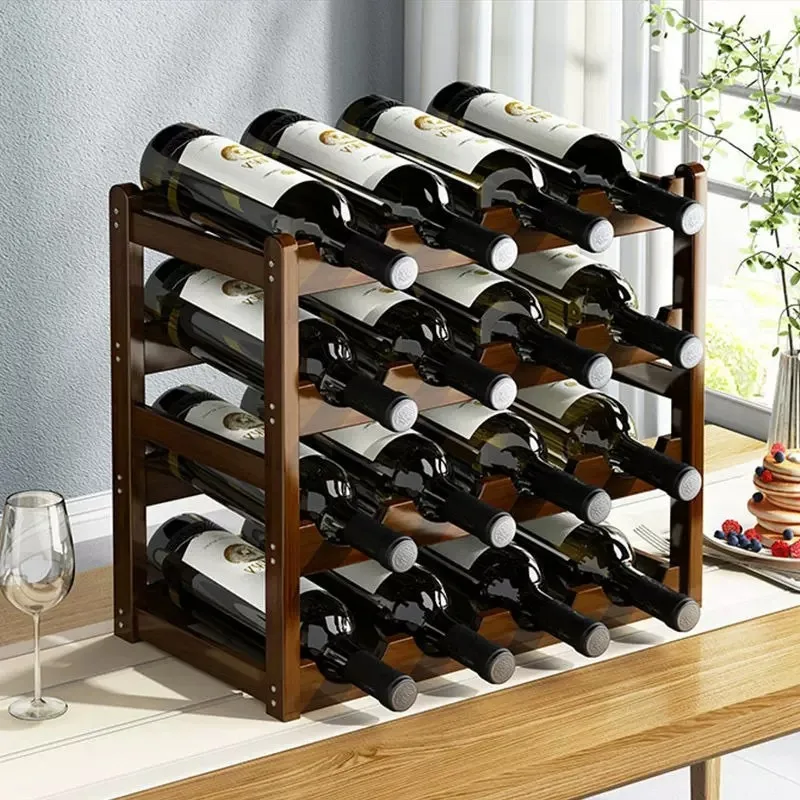 Solid Bamboo Wine Racks Curved Slots Multi-layer Display Wine Racks Desktop Anti-slip Ornament Holders Modern Stable Barware