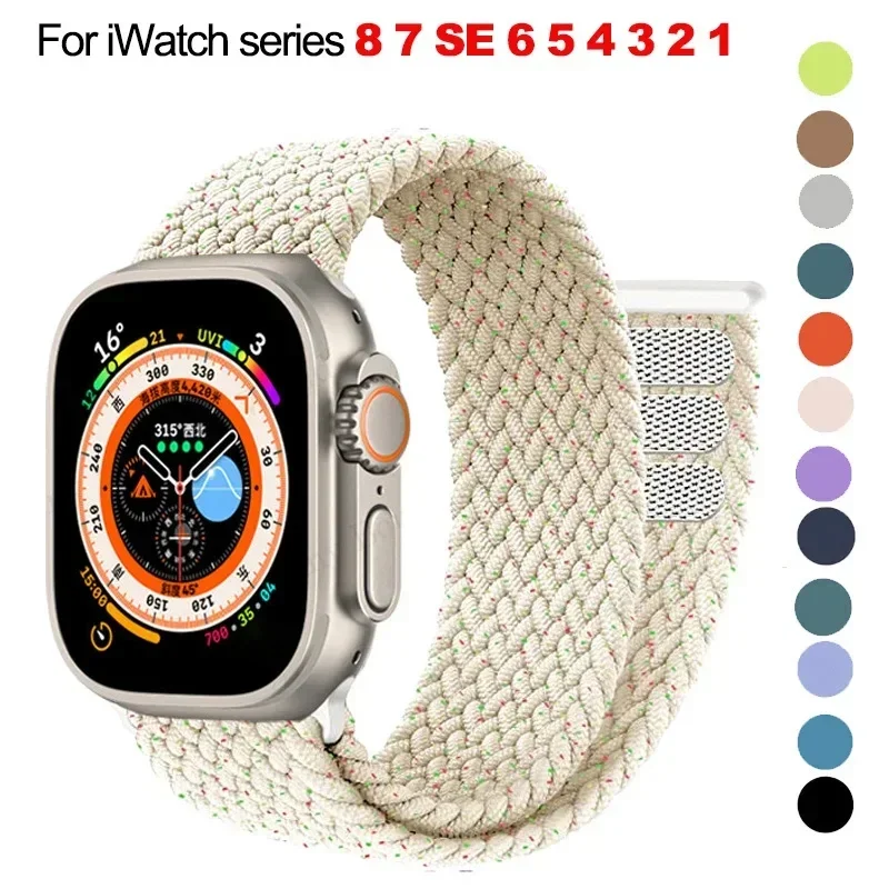 Braided Solo Loop For Apple watch Bands 40mm 44mm 49mm 45mm 41mm 38mm 42mm Elastic bracelet iWatch series 9 8 7 se Ultra 2 Strap