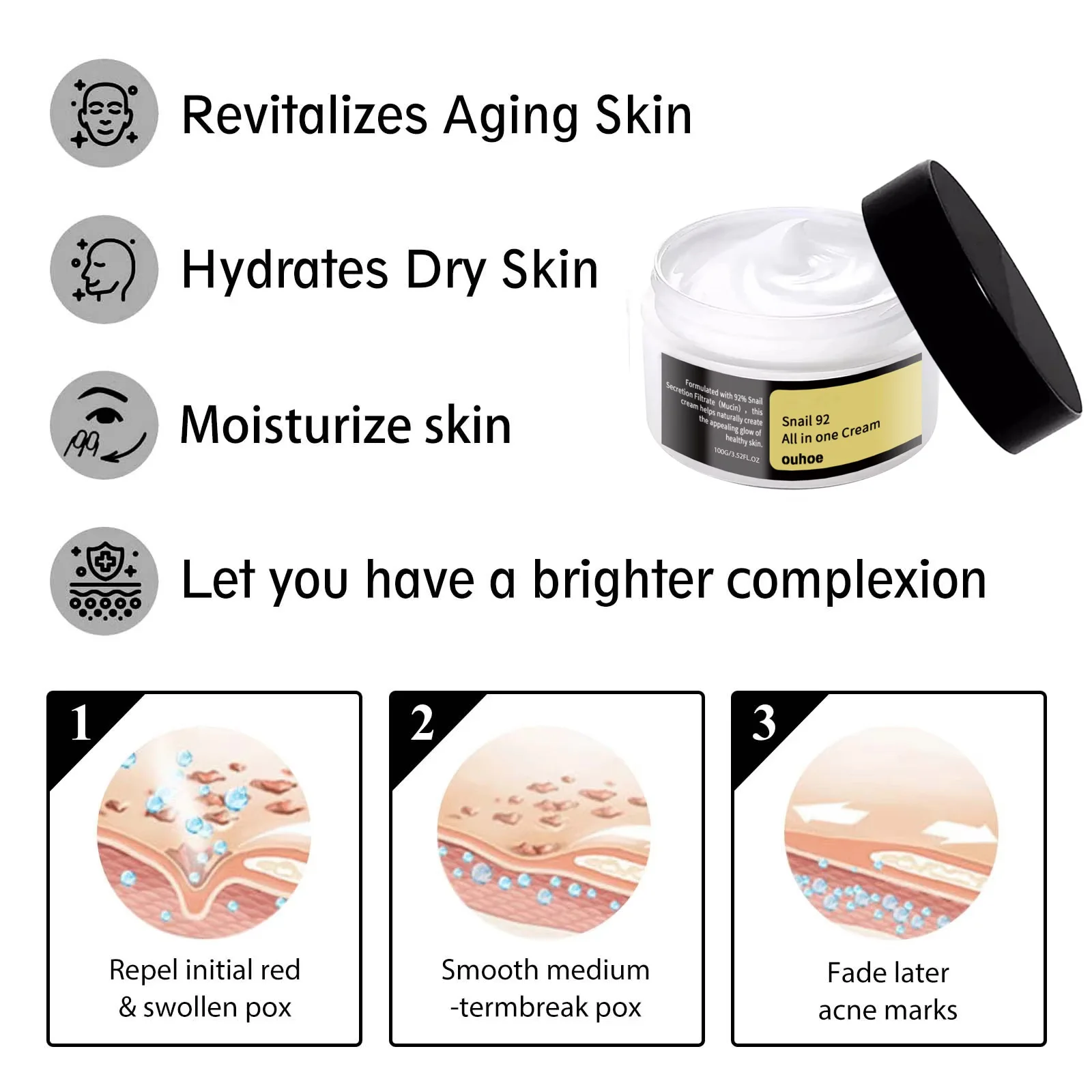 Snail Anti Aging Serum Cream Collagen Advanced Moisturizing Firming Tightening Fade Fine Lines Shrink Pores Smooth Skin Care image 4
