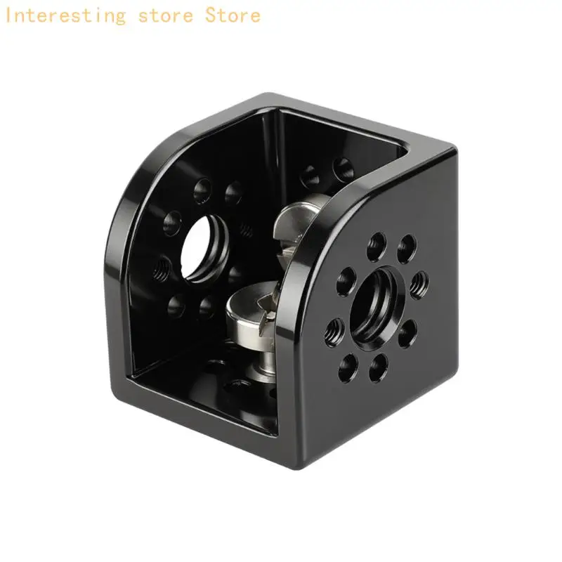 Aluminium-Kameramontageadapter mit schwarz eloxierter Oberfläche, 90-Grad-Verlängerung, 3/8"-1/4"-Schnittstellen, einfache – Detail 2