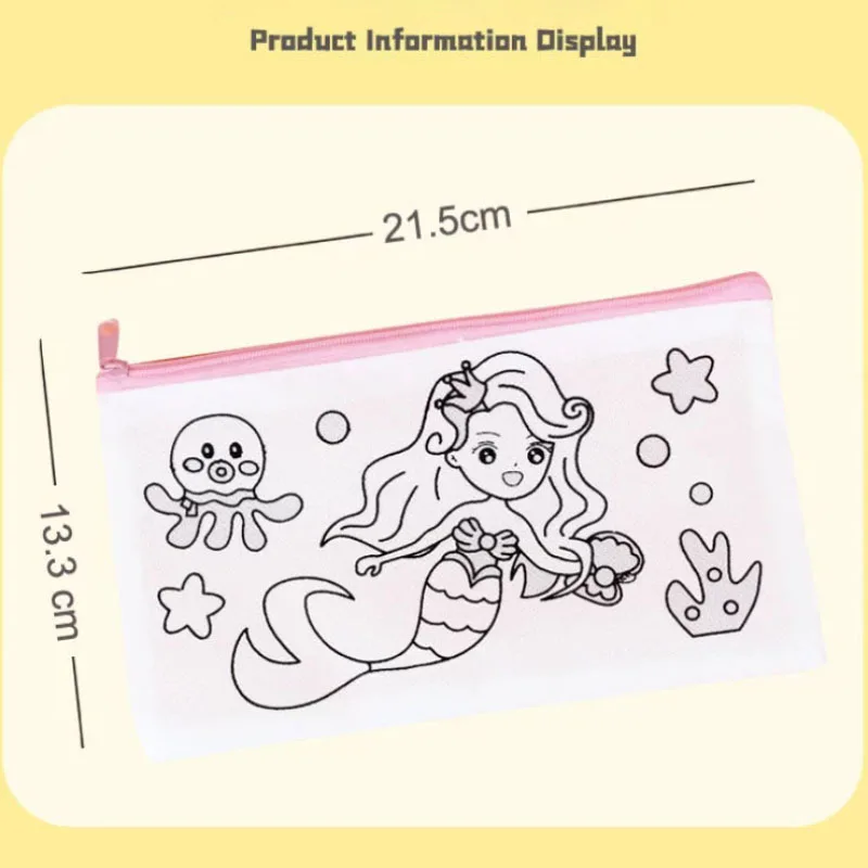 ตลก Graffiti เครื่องเขียนกระเป๋า DIY จิตรกรรมหัตถกรรมสําหรับเด็กน่ารักกระต่าย Mermaid นักบินอวกาศรถดอกไม้ปากกากระเป๋าของเล่น