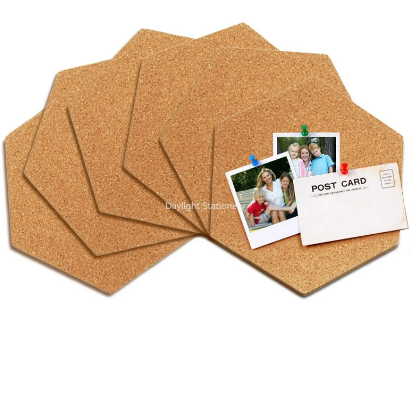 4/8Pcs Innovative Equilateral Hexagon Cork Stickers DIY Decorative Postcard Wall Cork Board Bulletin Board Message Board