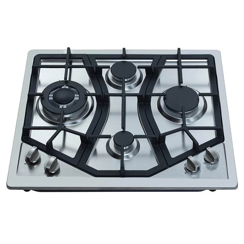4-Burner Stainless Steel Kitchen Stove with Electronic Ignition Electric and Battery-Powered Gas Burner for Household Use