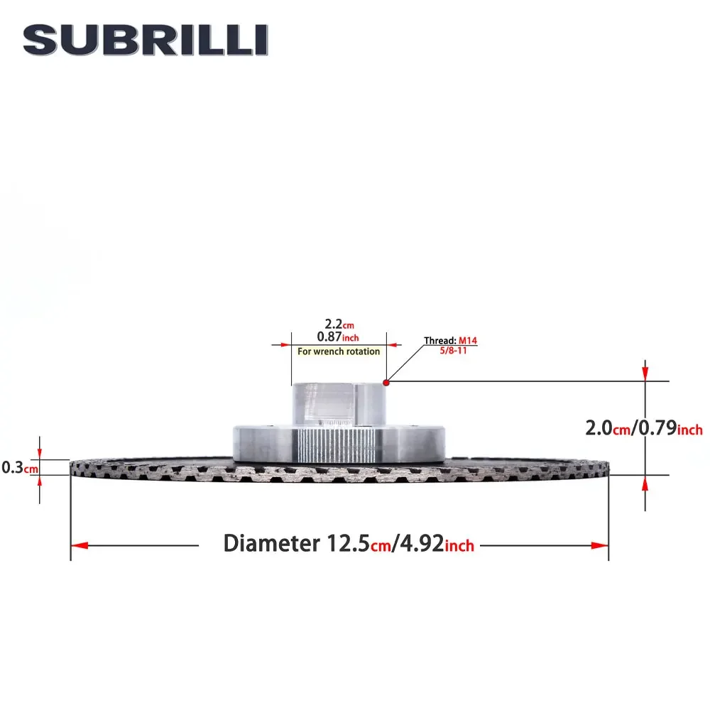 SUBRILLI Diamond Dual Cutting Wheel Multi-Purpose Grinding Disc Diamond Saw Blade For Granite Concrete Marble M14 5/8-11