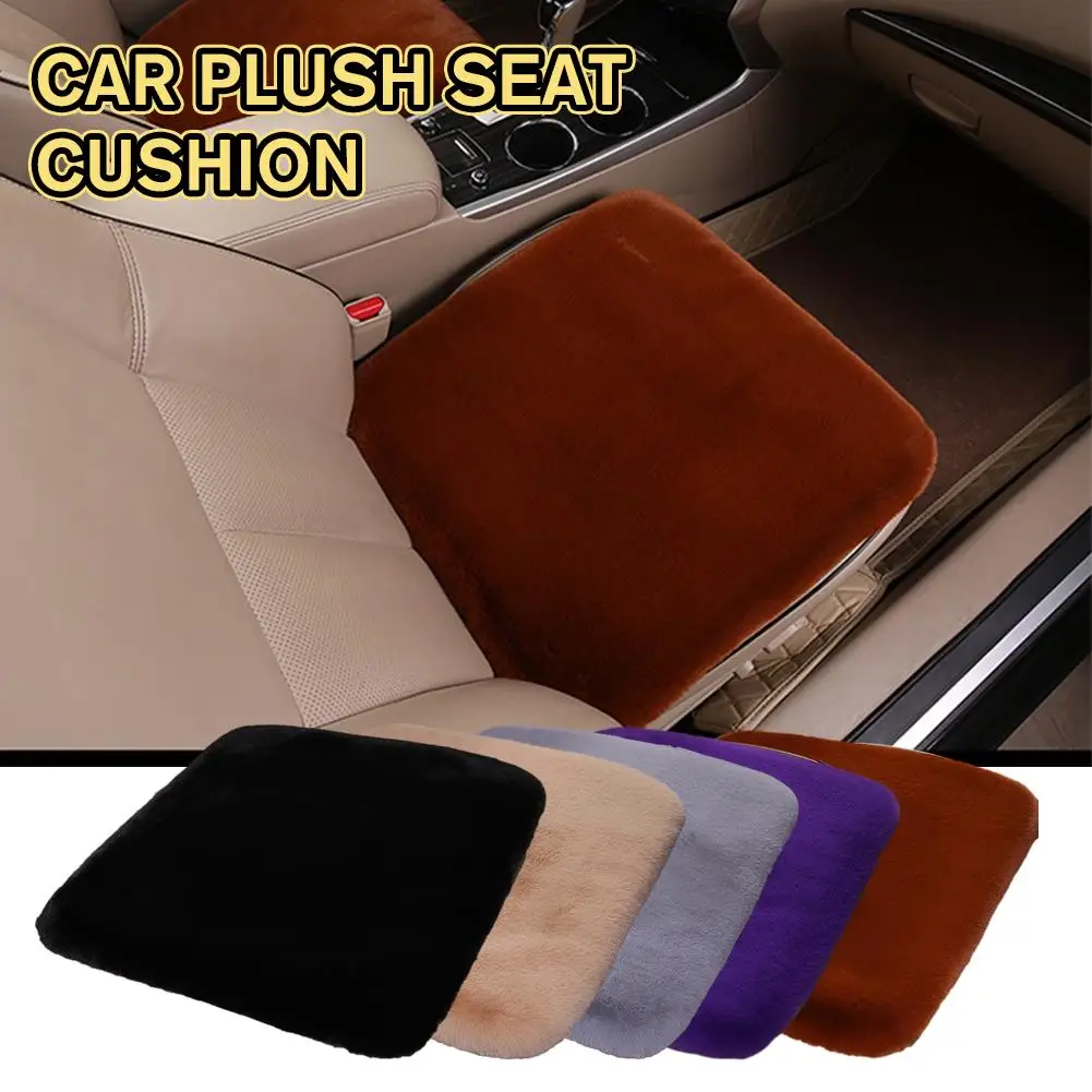 Car Seat Cushion Winter Plush Rabbit Fur Winter Warmth Thick Wool One Piece Square Plush Cushion For Main Driver Or Co-pilo H8D6