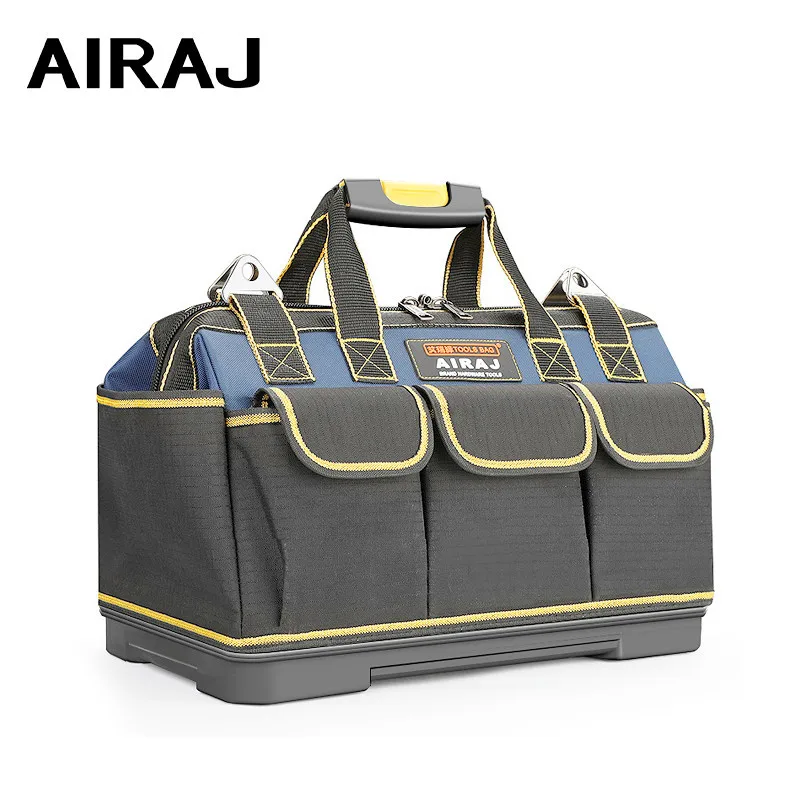 AIRAJ Waterproof Tool Bag Electrician Tool Bags with Plastic Bottom,Adjustable Shoulder Strap,Multifunction Tool Bag