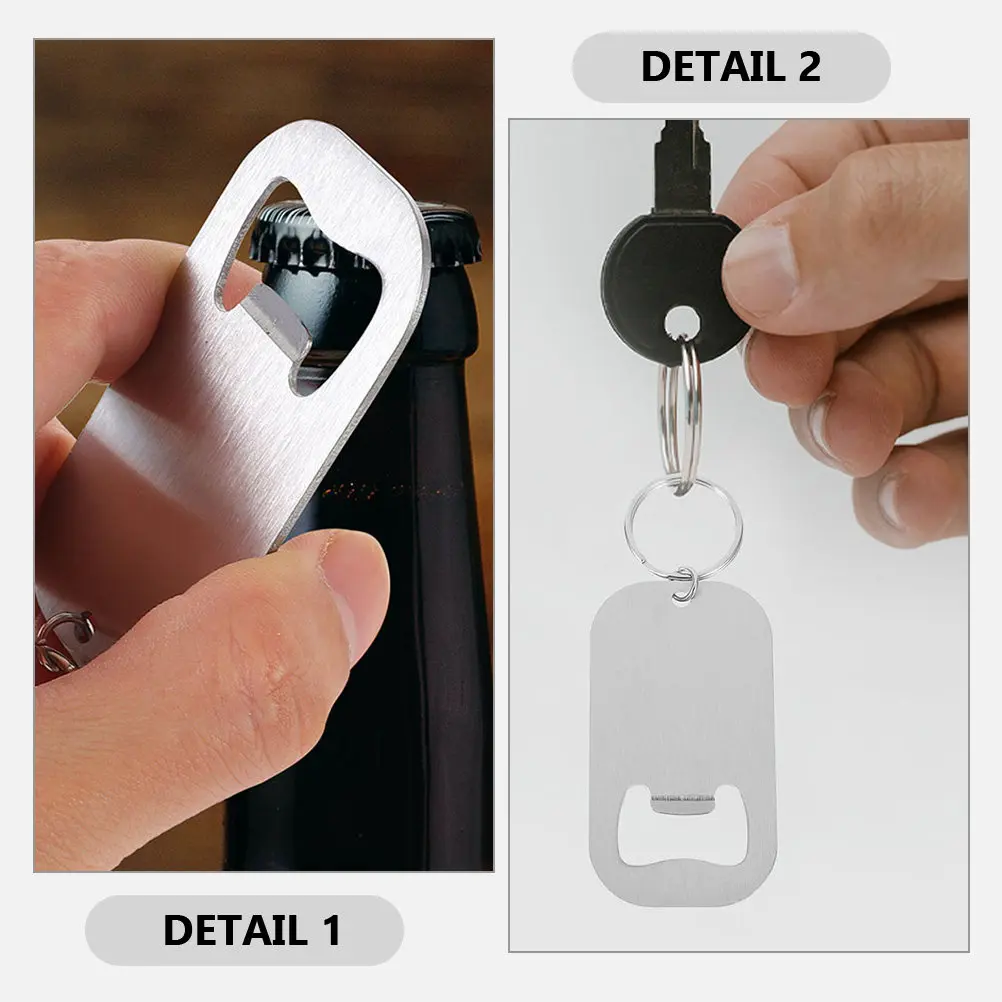 10Pcs Convenient Keychain Bottle Opener Metal Flat Beverage Opener for Soda Beer Caps Bulk Gift Keyring DIY Badge Making
