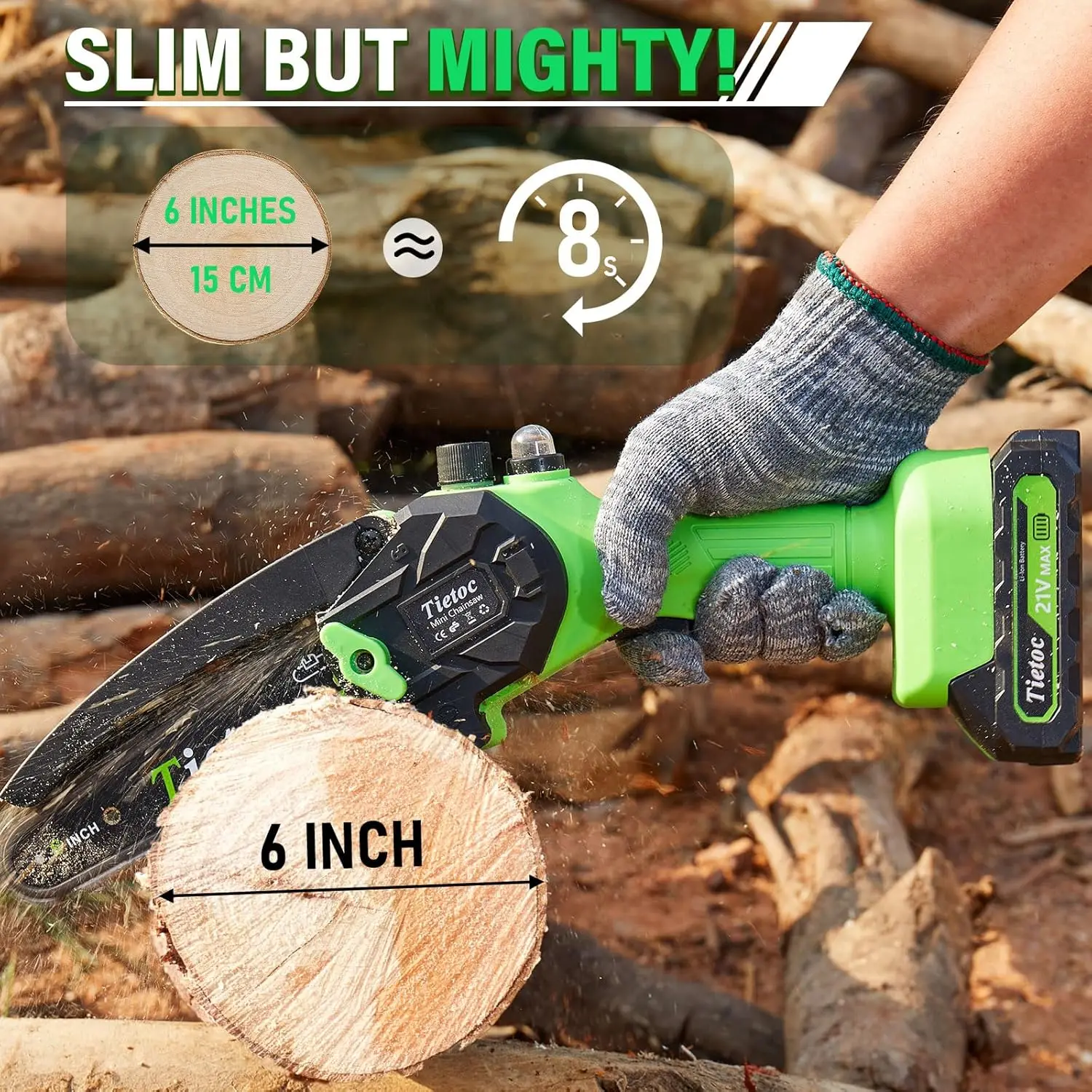 Mini Chainsaw 6-Inch with 2 Batteries, Electric Saw Gifts for Men Dad Husband Gardener, Cool Gadgets for Men 2024, Mens Gifts fo