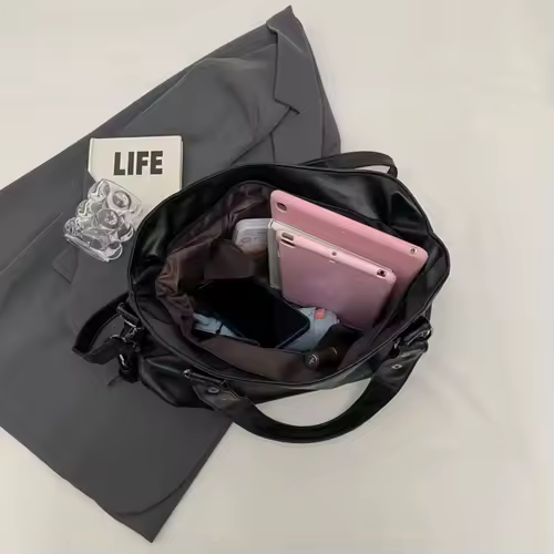 Women's Large Capacity Shoulder Casual Tote Bag Laptop Roomy Handbag Soft Leather Crossbody Business Black Big Bag A4 Sac A Main - Image 6