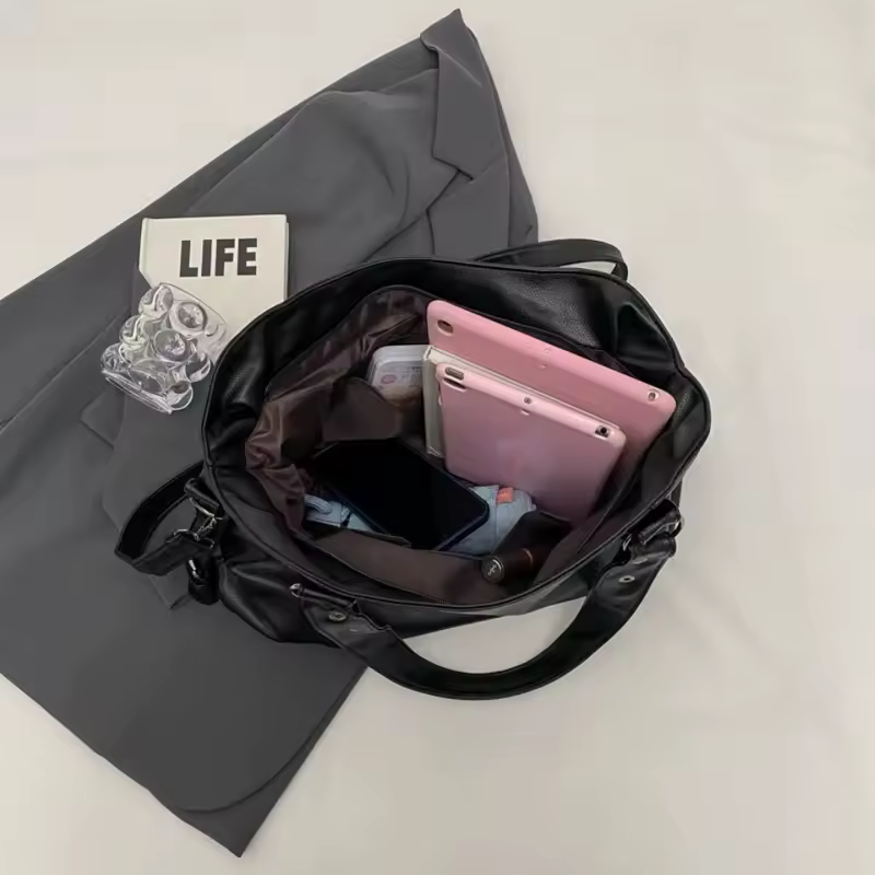 Women's Large Capacity Shoulder Casual Tote Bag Laptop Roomy Handbag Soft Leather Crossbody Business Black Big Bag A4 Sac A Main - Image 6