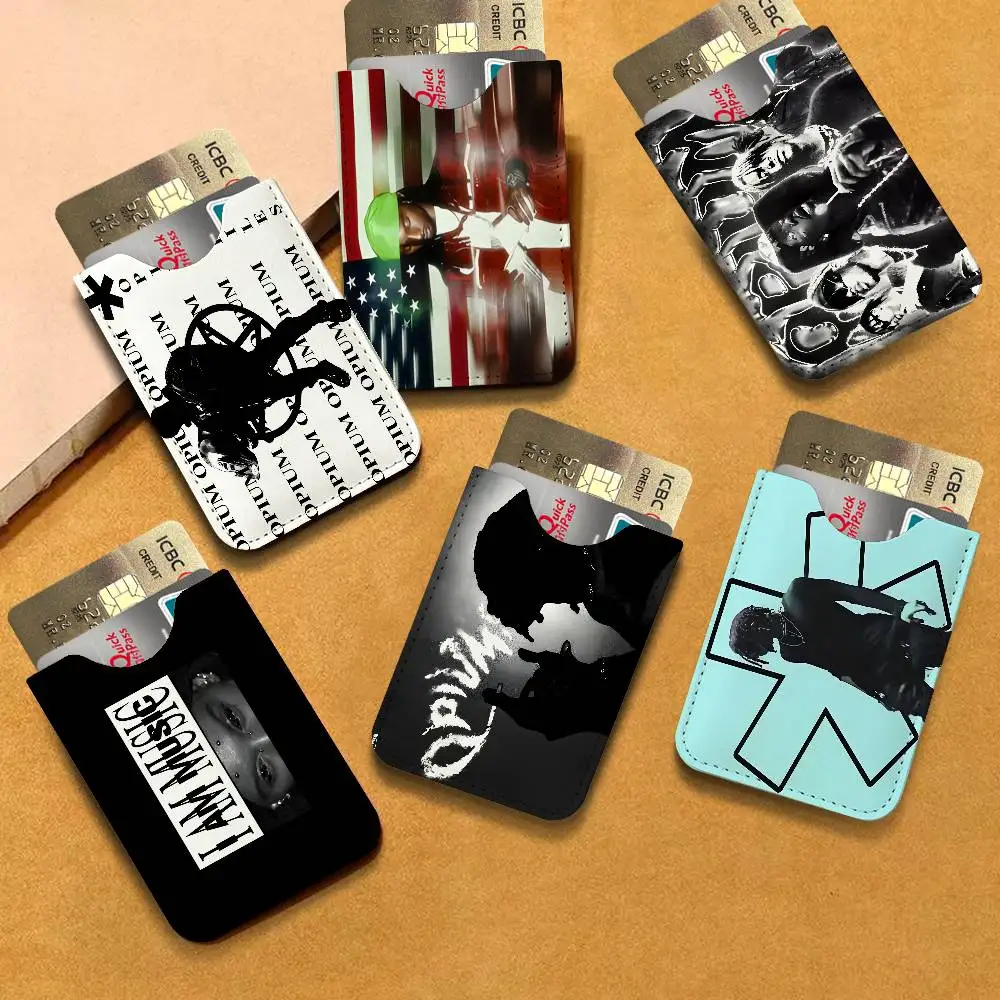 O-Opium Rap Creative Printed with Leather Protective Case Business Portable Letter Pattern Leather Credit Bags