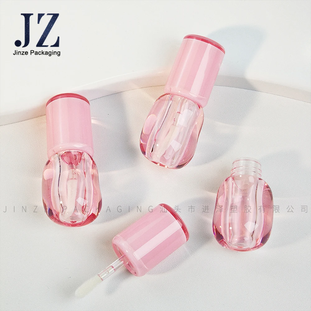 Jinze pink Irregular Lipgloss Tube Cosmetics Packaging in Stock Lipglaze Container for Makeup