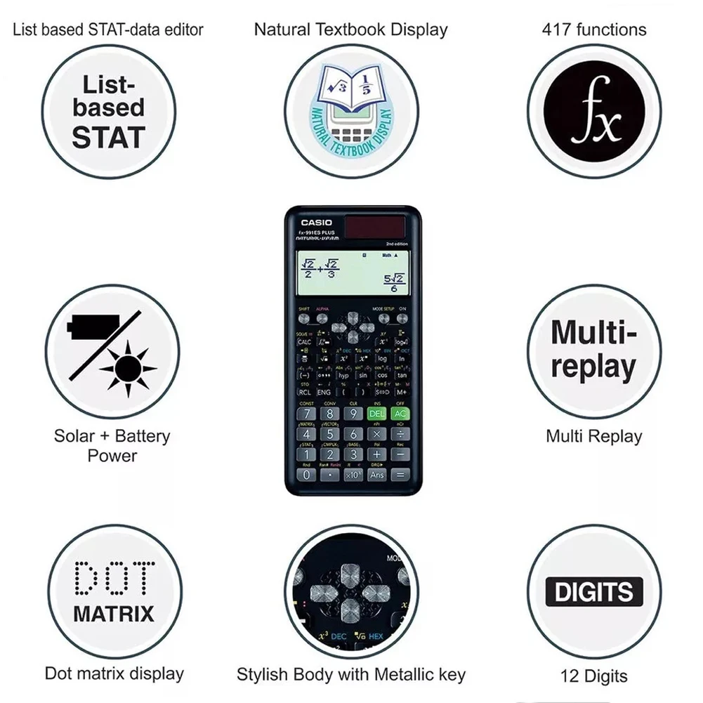 Scientific Calculator Multi-purpose Portable Student Calculator for Math Teaching School Mini Calculatrice Vector Test Counter