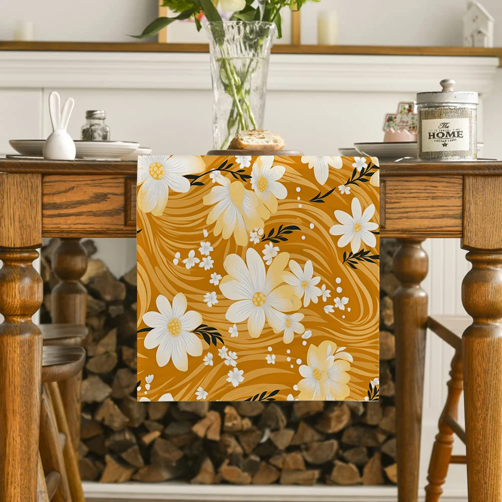 Plant Daisy Table Runner Home Wedding Centerpieces Decoration Party Table Runners Dining Long Cloth