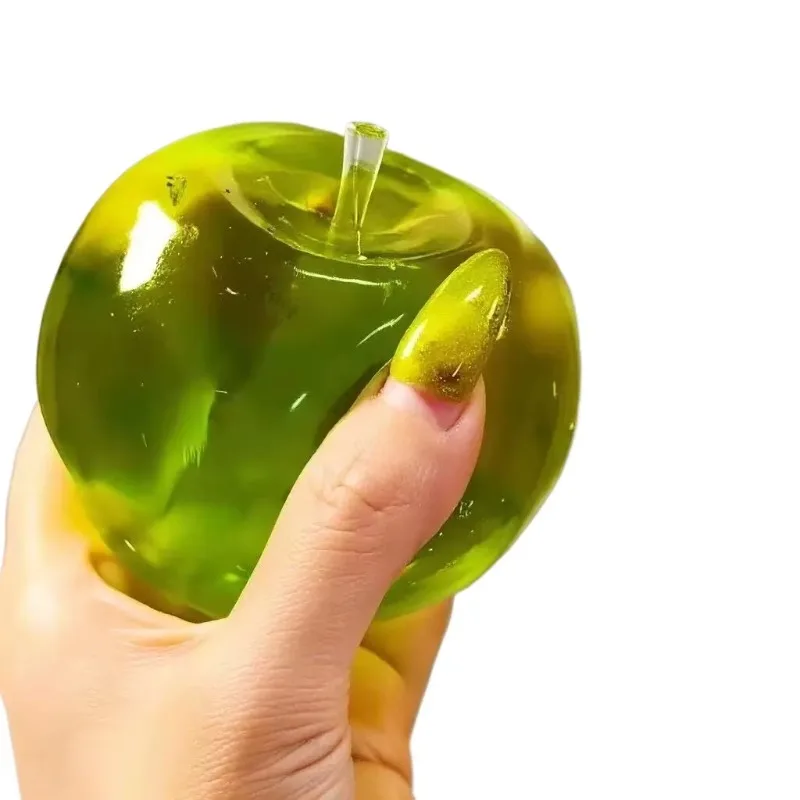 Squishy Toy Realistic Apple Squishy Transparent Apple Squishy Maltose Pull Toy Anxiety Relief Stress Release Fidget Toy