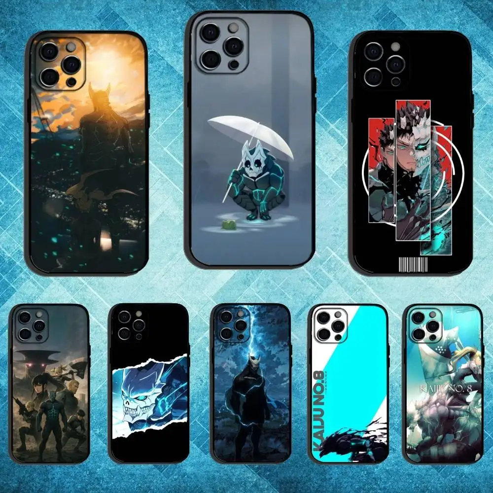 

Anime K-Kaiju No 8 Phone Case For iPhone17,16,15,14,13,12,11 Plus,Pro Max Soft Black Cover