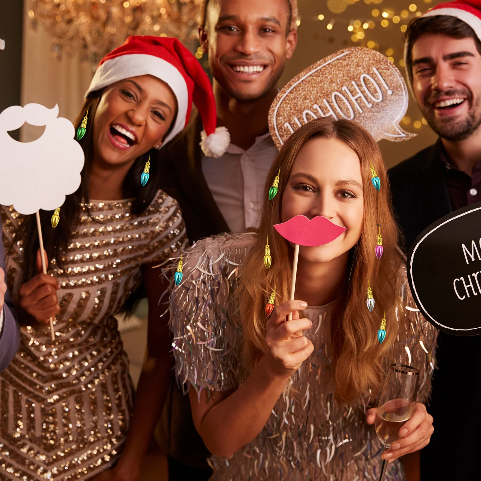 

24pcs Bright Shiny Beard Clips Mini Bell Pendant For Men Facial Hair Ornament Christmas Tree Decoration Funny Gift Beard Hair