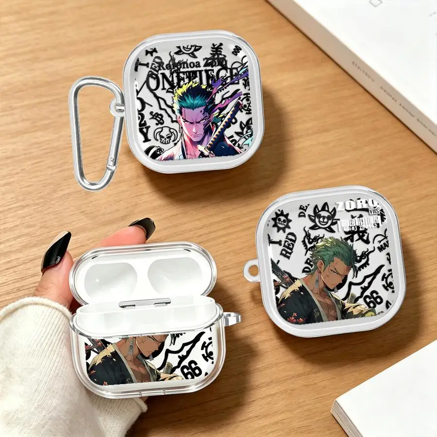 Anime Zoros Flame Case For Samsung Galaxy Buds Live 3 FE 2 3Pro 4 Pro 2Pro 4Pro Clear Earphone Cases Cover With Hook