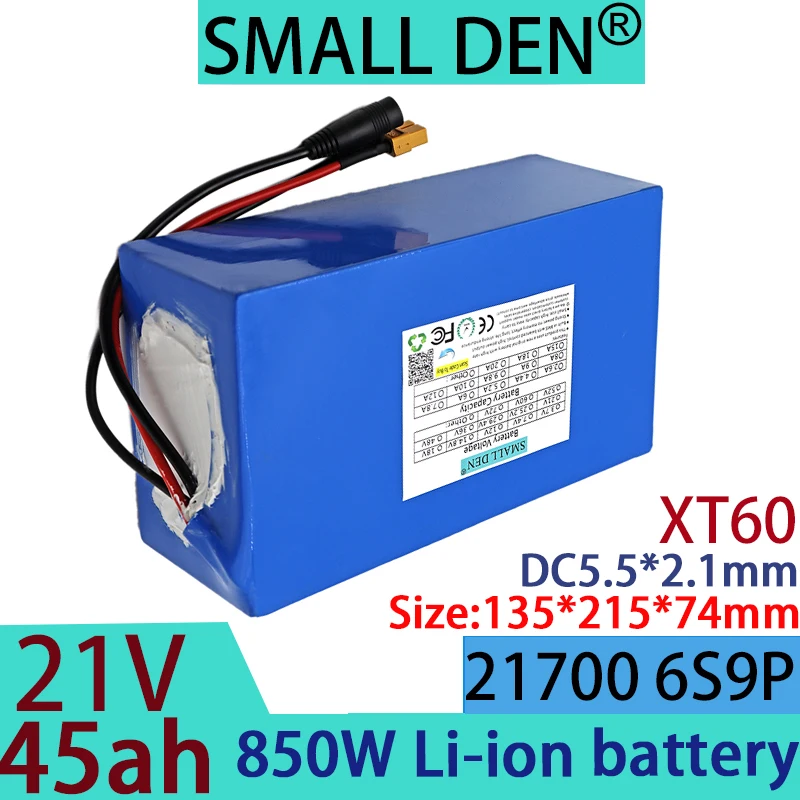 21700 new 21V 45ah lithium battery with BMS 300-850W, suitable for lithium-ion battery pack+25.2V 2A charger electric scooter