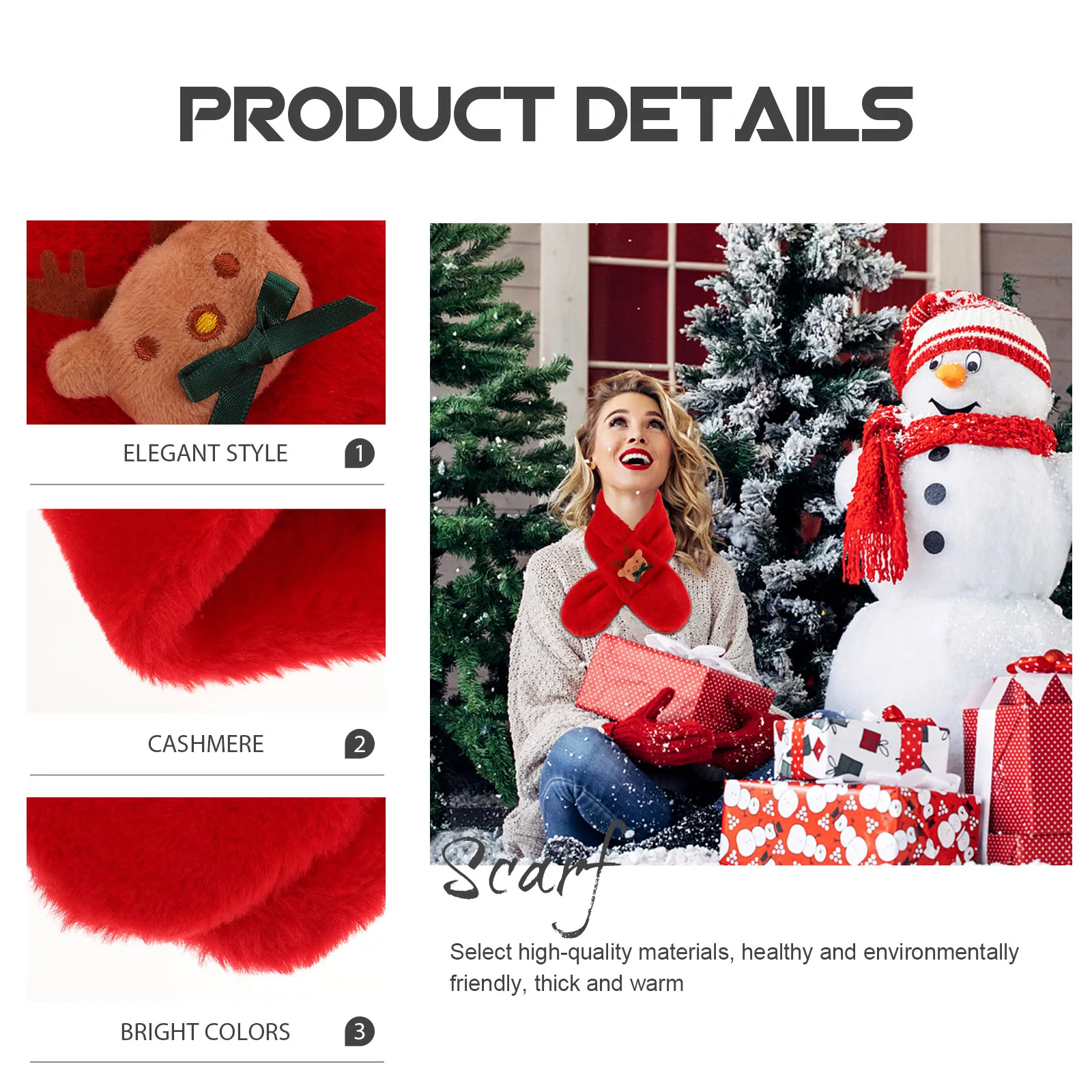 Children Christmas Scarf Winter Warm Cross Tie Neck Gaiter Bright Smooth Texture Classic Elegant Design for Festive Wear and