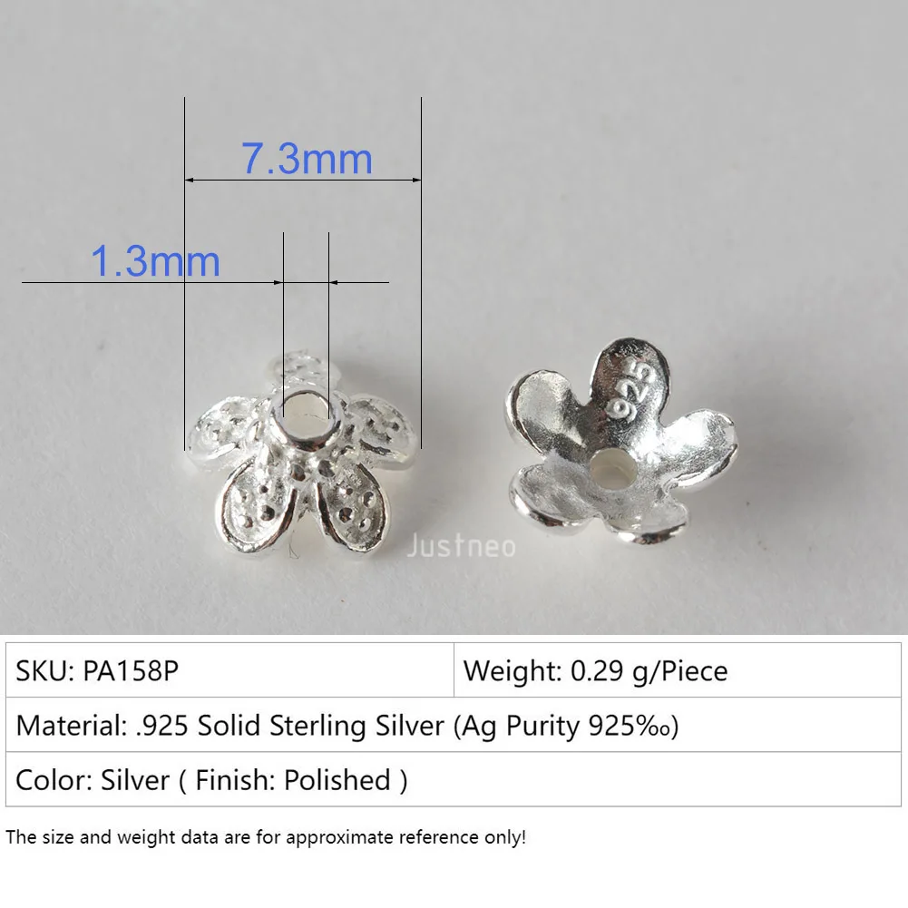 solid 925 sterling silver flower bead cap, spacer bead caps, jewelry diy silver findings/components