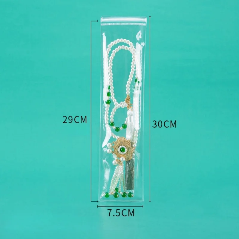 StoBag Transparent PVC Long Jewelry Packaging Ziplock Bags Plastic Sealed Storage for Necklace Bracelet Waterproof Thick Pouch