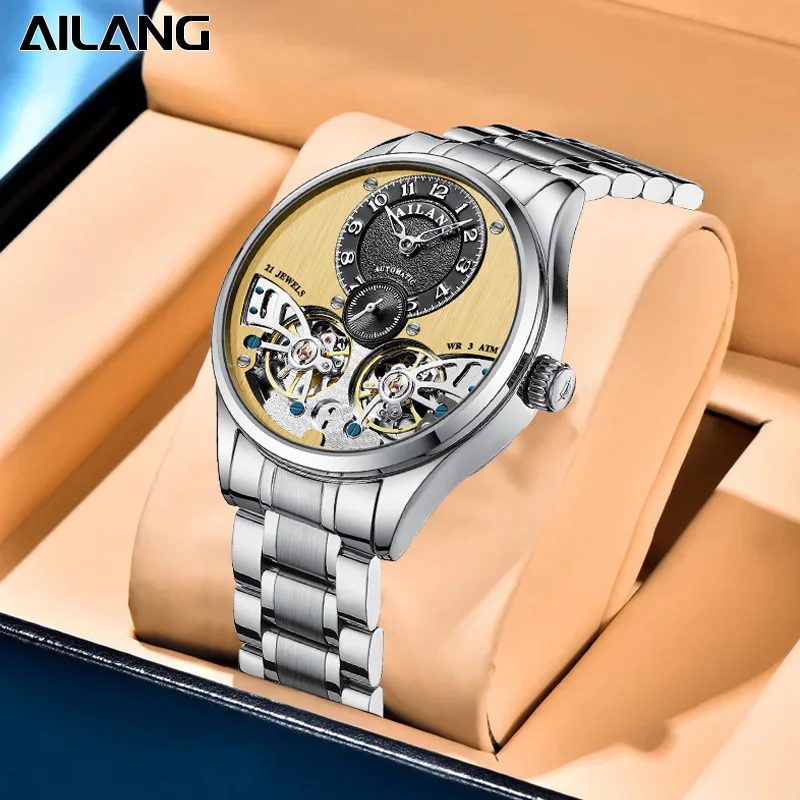 AILANG Jam Tangan Mekanik Pria Jam Tangan Mewah untuk Pria Tourbillon Skeleton Jam Tangan Pria Jam Pria Sapphire Dropshipping