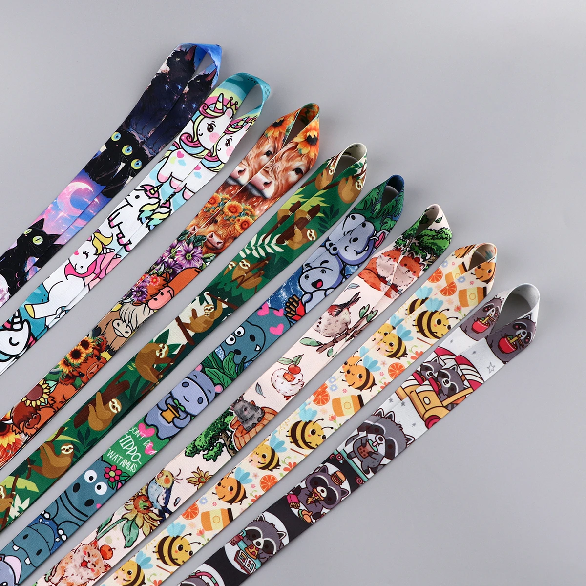 Raccoon Credential Holder Cute Animals Lanyards for Key Cow Neck Strap For Card Badge Gym Keychain Keyring Accessories Gifts