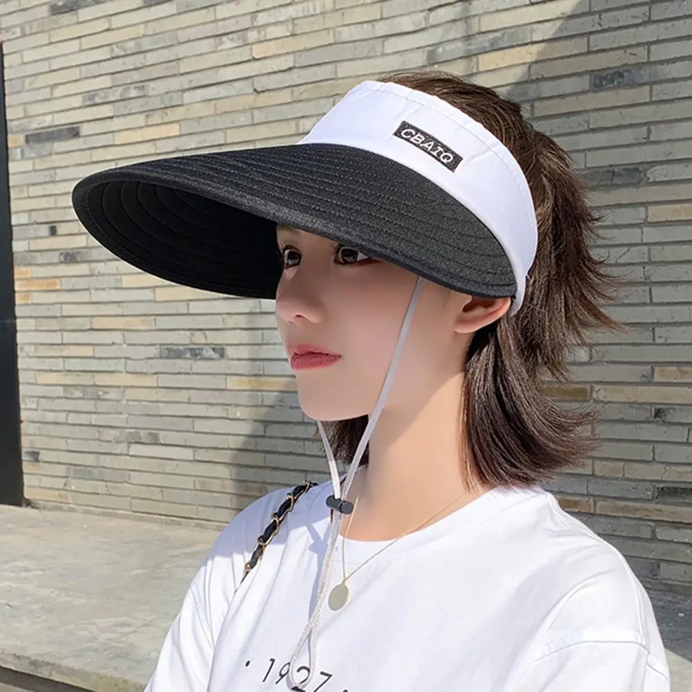 

UV Protection Sunscreen Wide Brim Ladies Women Cycling Breathable Empty Top Suncap Summer Sun Cap Visor Beach Cap