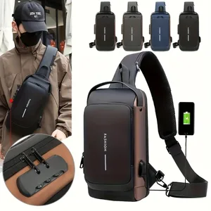 Men Multifunction Anti Theft USB Shoulder Bag Man Crossbody Cross Body Travel Sling Chest Bags Pack Messenger Pack