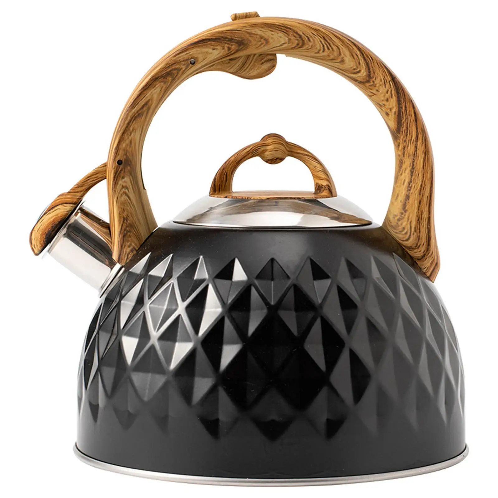 3L Loud Whistling Kettle Cookware with Wood Pattern Handle Stainless Steel Tea Kettle