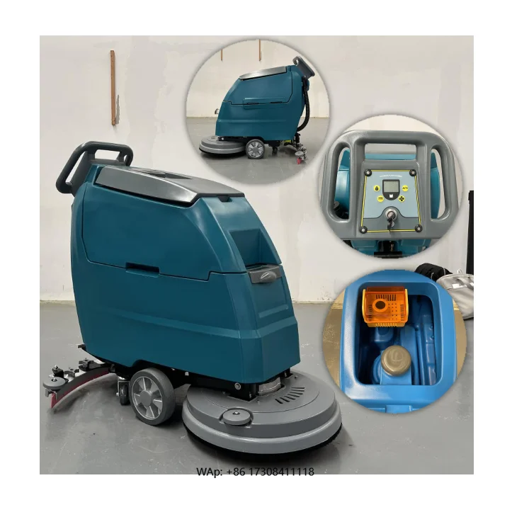 

JB50 Walk Behind Floor Scrubber Cleaning Equipment 24V/870W 60L Industrial Road Floor Scrubber With Batteries