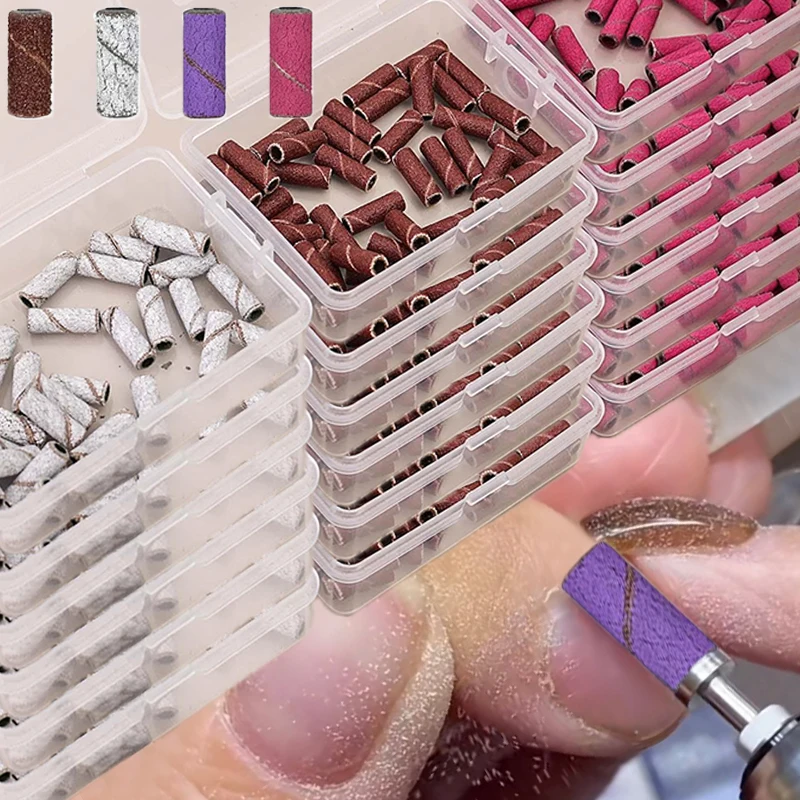 50pcs 3.1mm Mini Sanding Bands Kit Nail Drill Bits Mandrel Sets Electric Manicure Accessories Tool Boxed Nail Gel Polish Remover