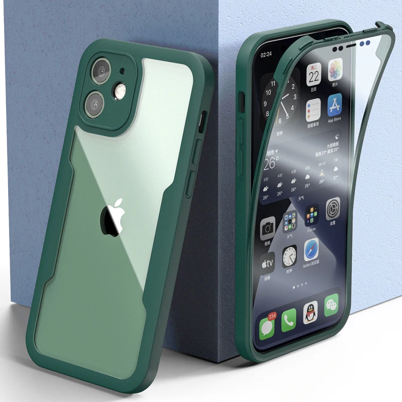Luxuriöse 360°-Vollschutz-Hülle für iPhone 18 17 16 15 14 13 11 12 Pro Max XS 7 Plus, durchsichtige Vorder- und Rückseite, Silikon-Bumper, stoßfeste Abdeckung – Detail 10