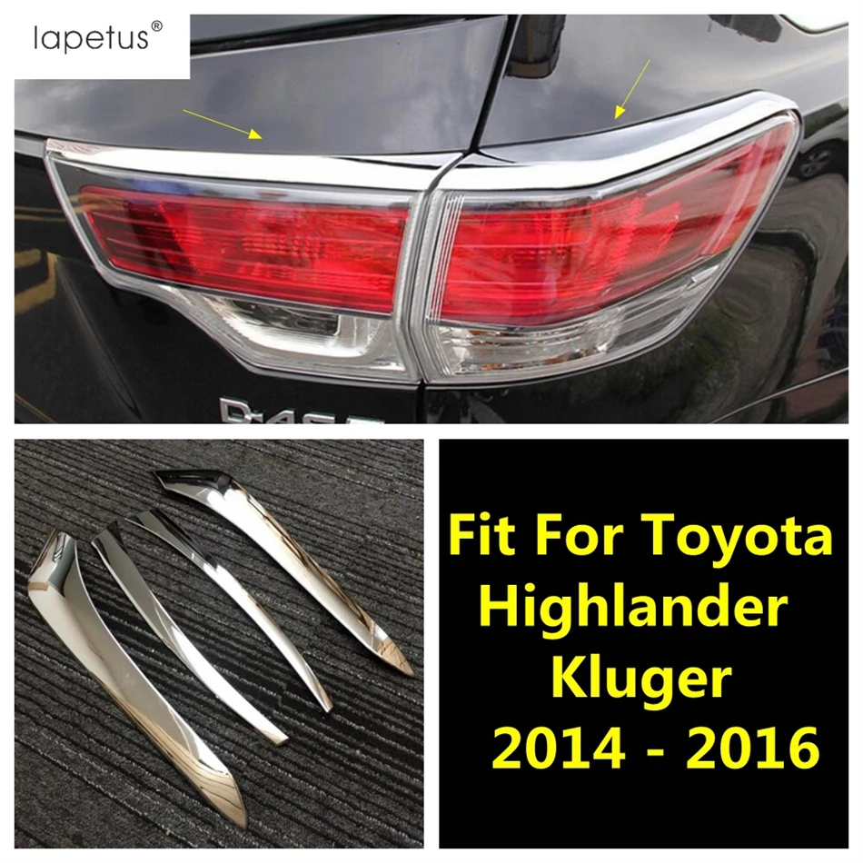 

For Toyota Highlander Kluger 2014 - 2016 Rear Tail Light Lamp Eyelid Eyebrow Strip Decoration Cover Trim ABS Chrome Accessories