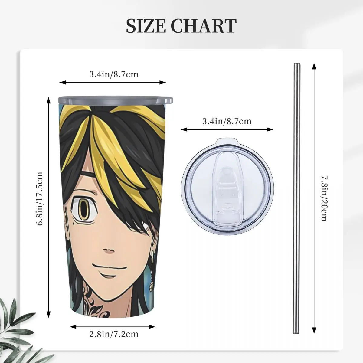 Anime Tokyo Revengers Kazutora Stainless Steel Tumbler Vacuum Insulated Mugs Thermal Cold Cups Straw With Lid 20oz