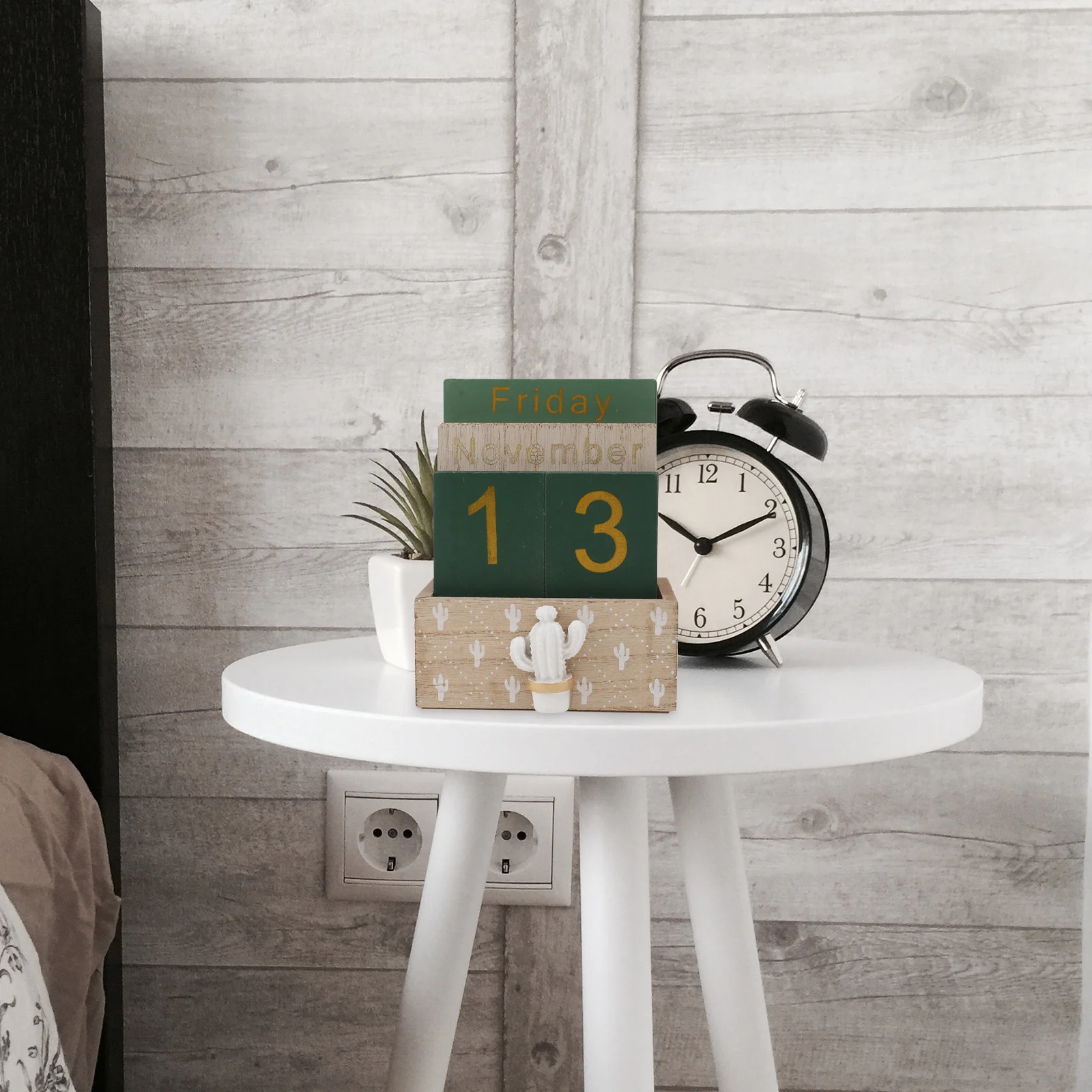 

Wooden Craft Decor Desktop Calendar Stylish Design Kids Learning Numbers Time Perfect for Home Office Vase Style Tabletop Wooden